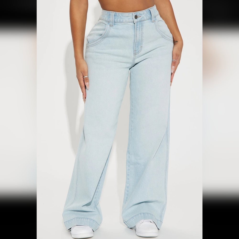 New Obsession Baggy Wide Leg Jean - Light Blue Wash